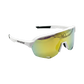 FortyFour Aura Sunglasses – three-quarter angle, white frame with gold mirror lens