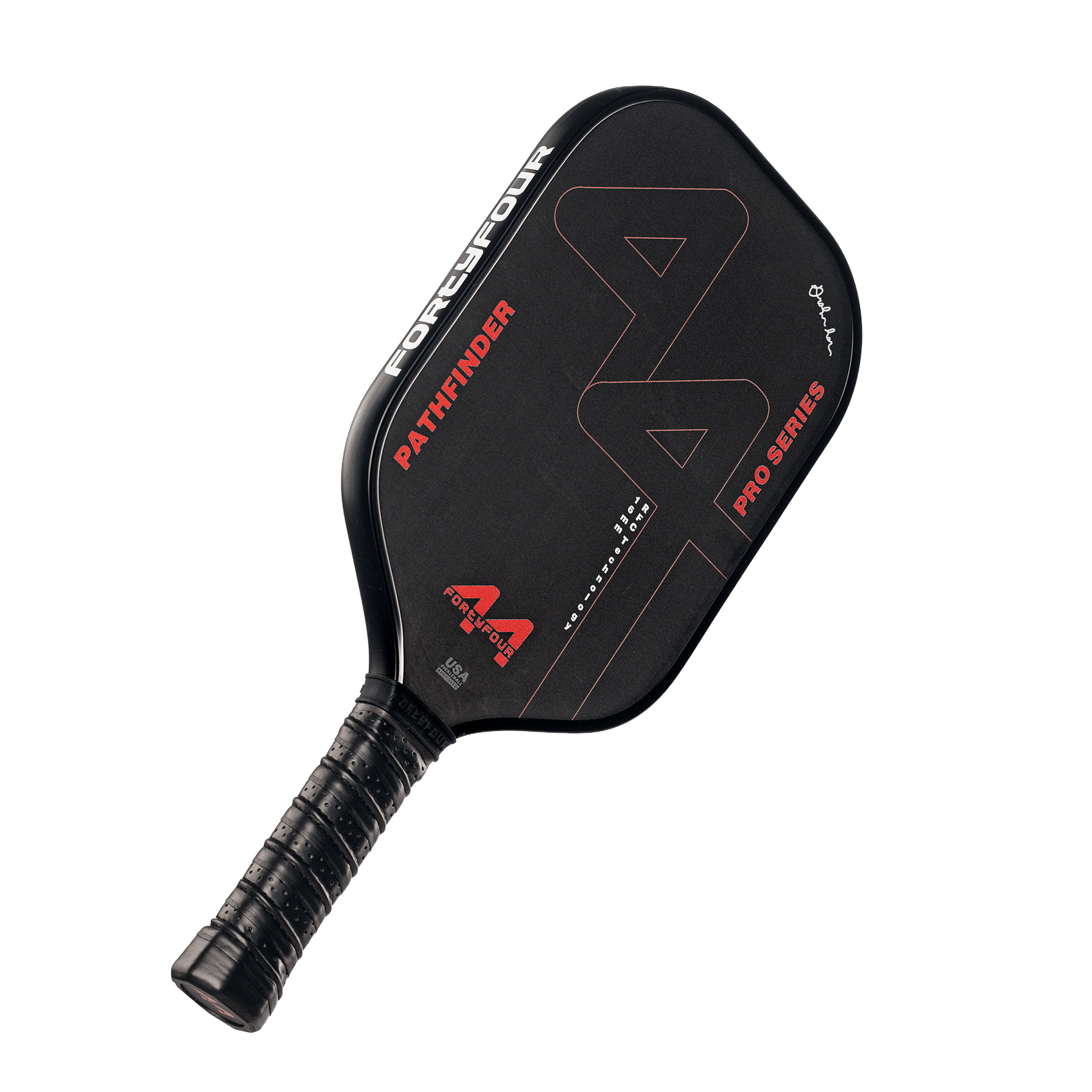 Fortyfour Pathfinder pickleball paddle side profile showing 16mm core thickness and foam-injected edge