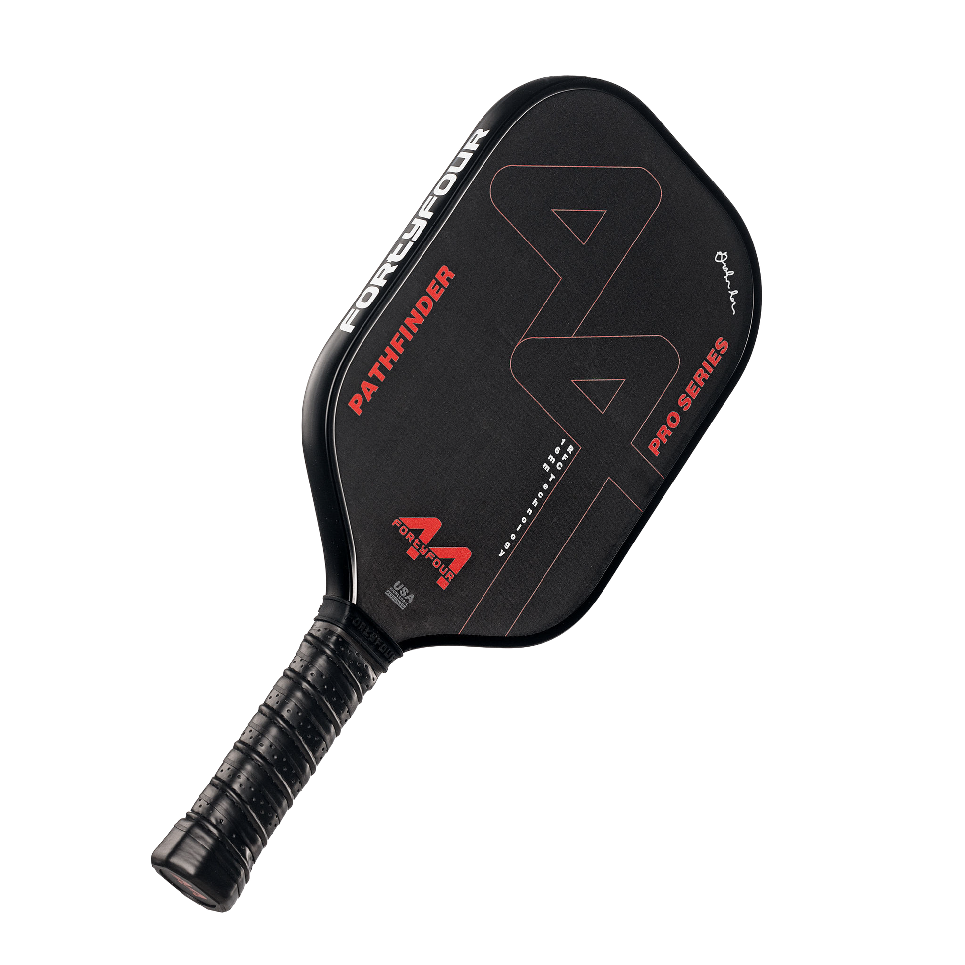 Fortyfour Pathfinder pickleball paddle side profile showing 16mm core thickness and foam-injected edge