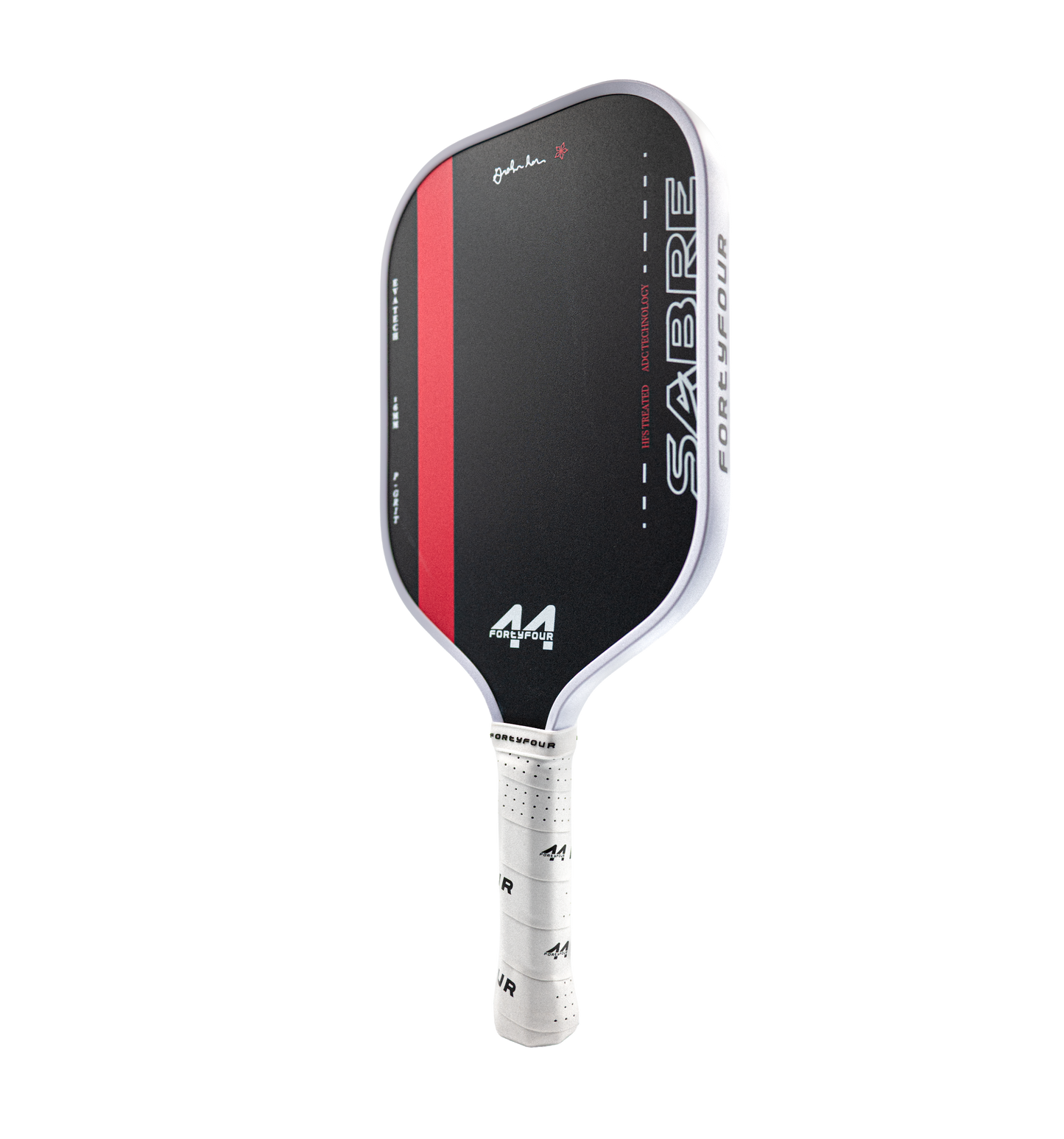 Fortyfour Sabre pickleball paddle side profile showing 16mm full foam core and thermoformed unibody construction