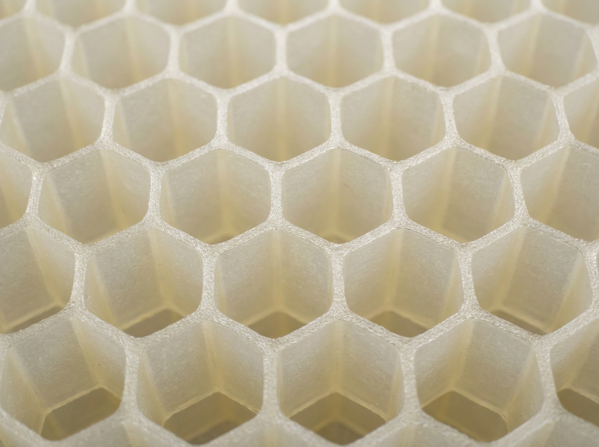 Cross-section of Fortyfour Zephyr 16mm polymer honeycomb core for stable predictable response