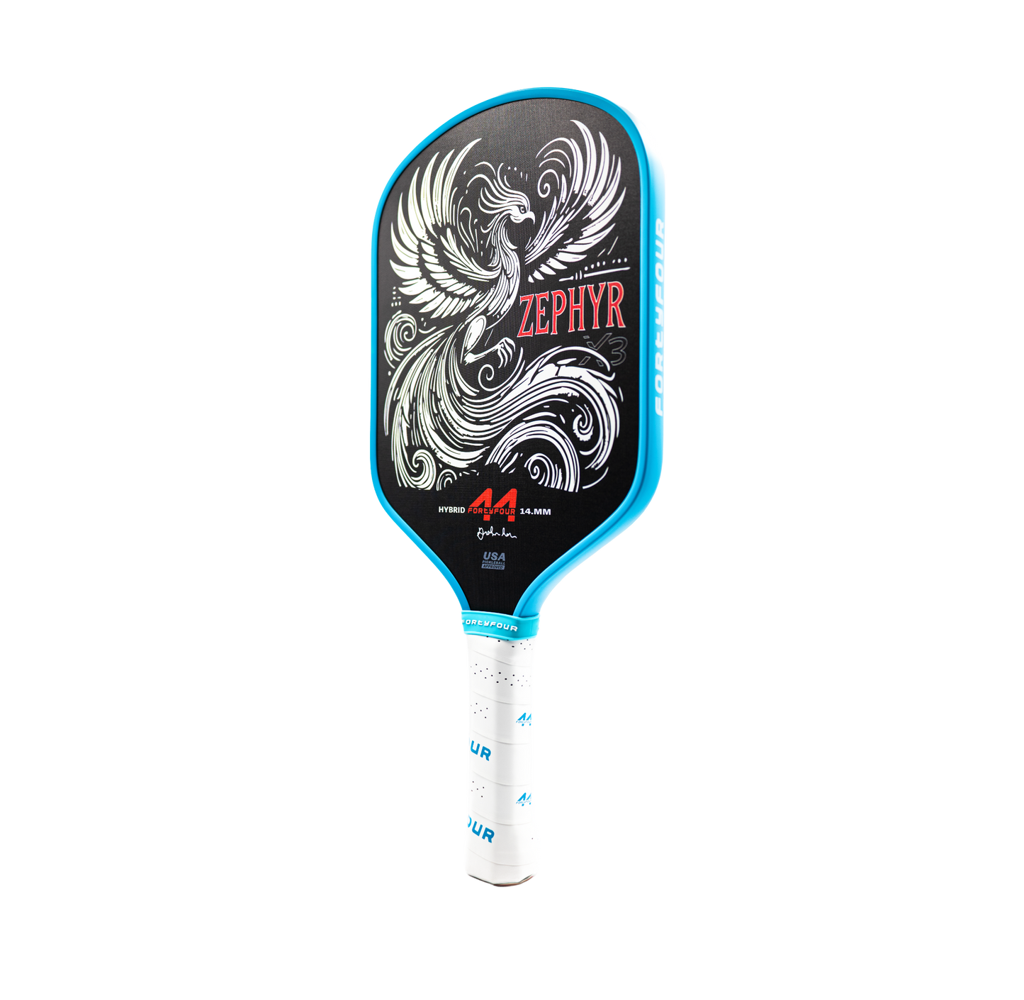 Fortyfour Zephyr X3 Starter Series fiberglass pickleball paddle back view with Fortyfour branding