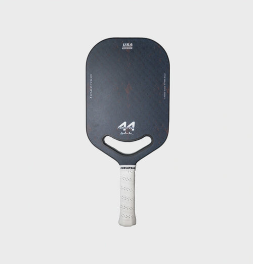 Fortyfour Imperium T700 carbon fiber edgeless paddle detail showing direct ball contact and feel-focused construction