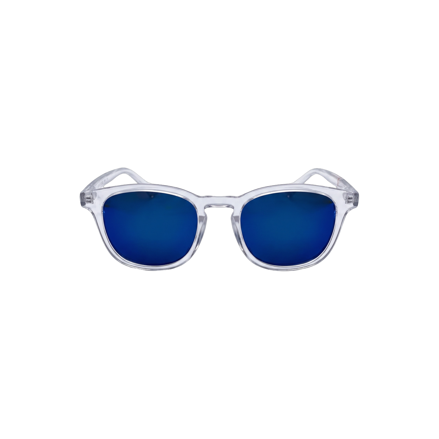 FortyFour Shades – front view, crystal clear frame with blue polarized lens