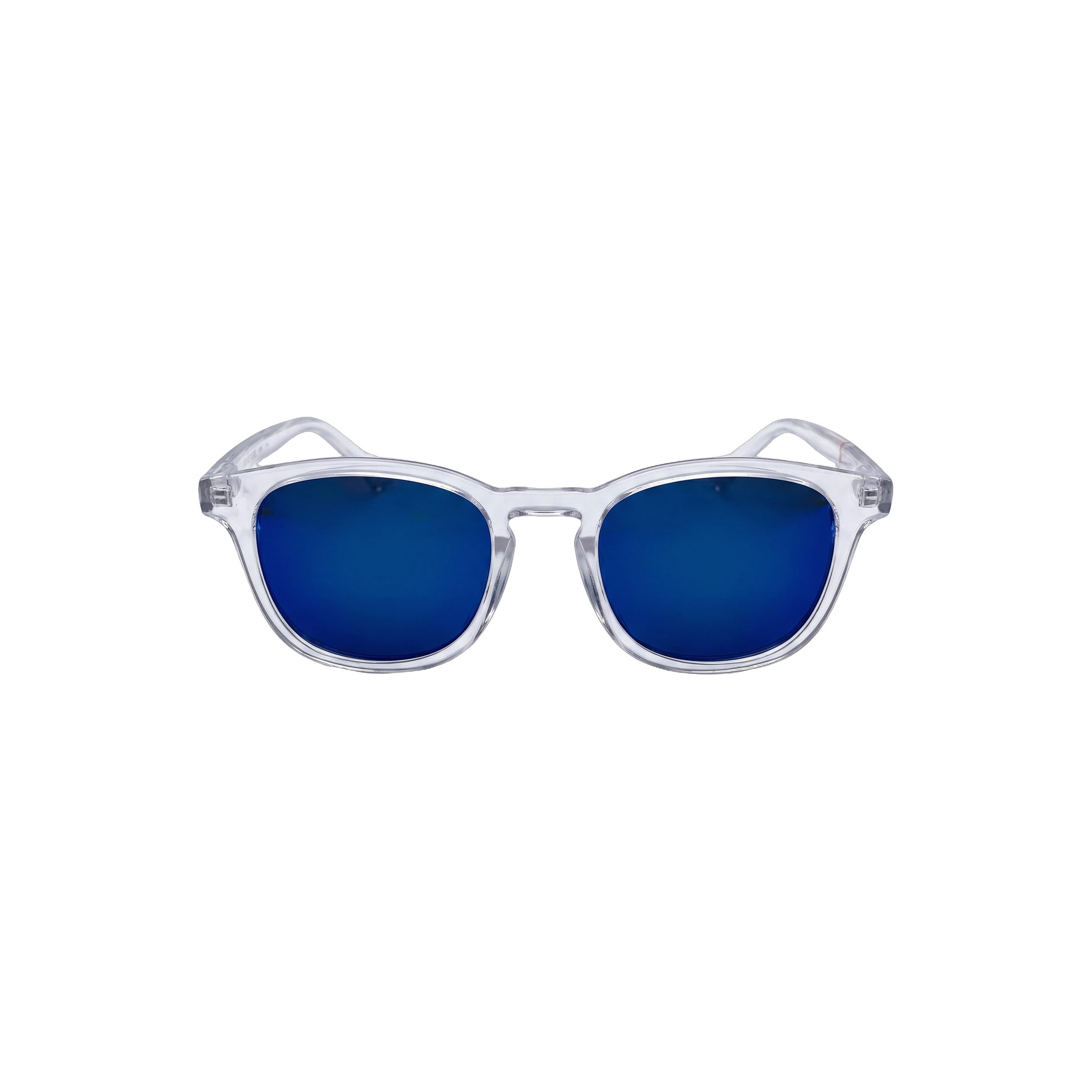 FortyFour Shades – front view, crystal clear frame with blue polarized lens